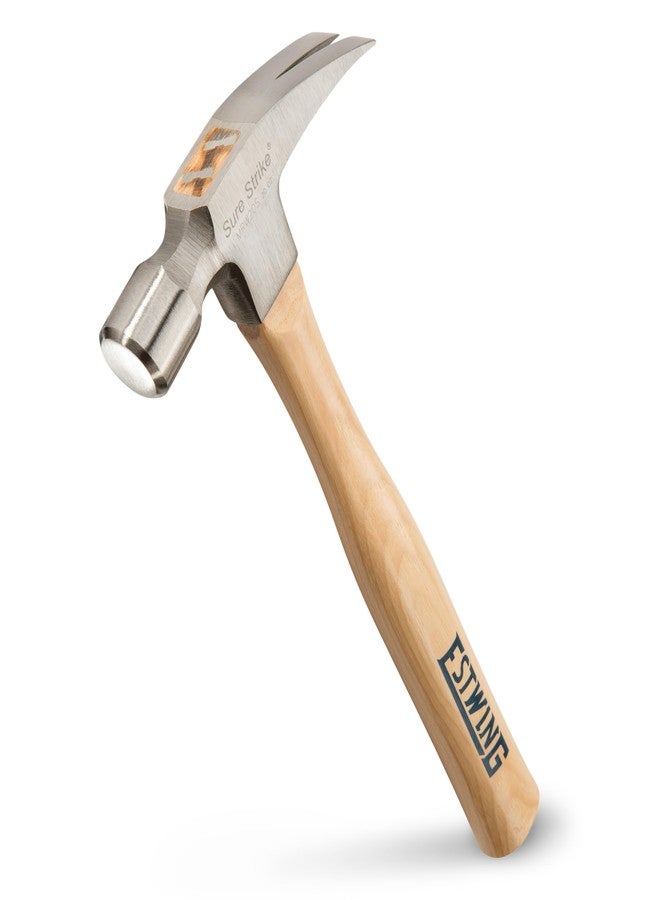 ESTWING Sure Strike Hammer - 20 oz Straight Rip Claw with Smooth Face & Hickory Wood Handle - MRW20S - Image 1