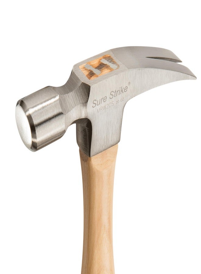 ESTWING Sure Strike Hammer - 20 oz Straight Rip Claw with Smooth Face & Hickory Wood Handle - MRW20S - Image 3