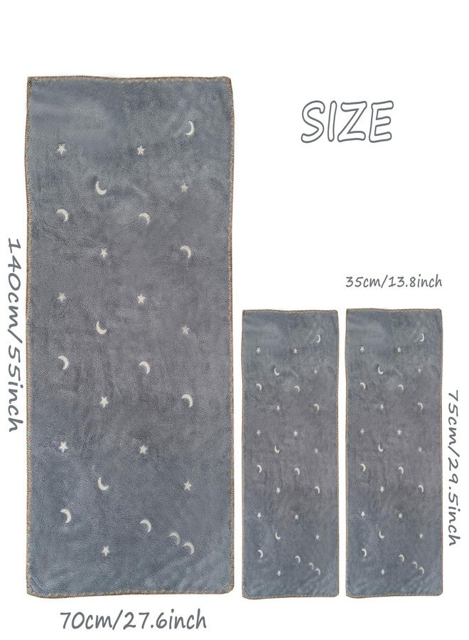 USTIDE 3-Piece Luxury Moon Pattern Towel Bundle, Quick-Drying Plush Bath Towels Set,Soft Towels for Hotel Spa Bathroom Decor, Dusty Blue - Image 5