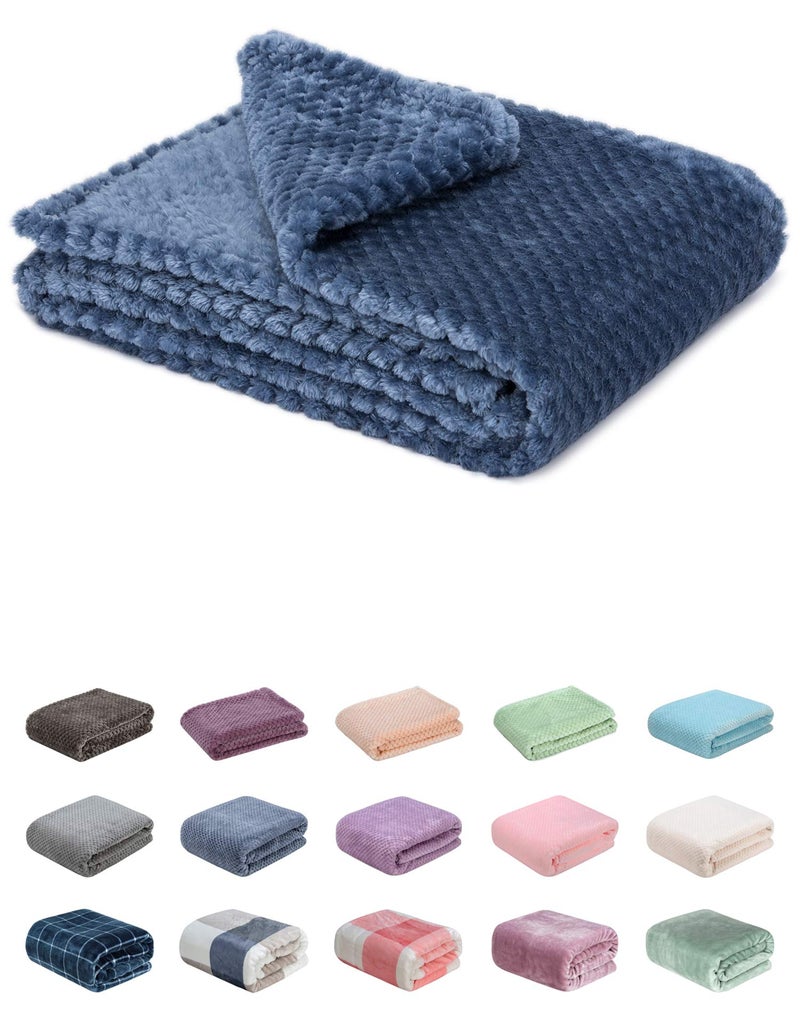WONDER MIRACLE Fuzzy Blanket or Fluffy Blanket for Baby, Soft Warm Cozy Coral Fleece Toddler, Infant or Newborn Receiving Blanket for Crib, Stroller, Travel, Decorative (28Wx40L, XS-Smoked Blue) - Image 1