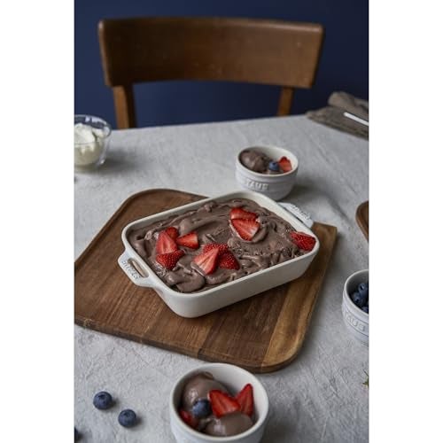 STAUB Ceramic Rectangular Baking Dish Set, 2 pc, Rustic Ivory - Image 2