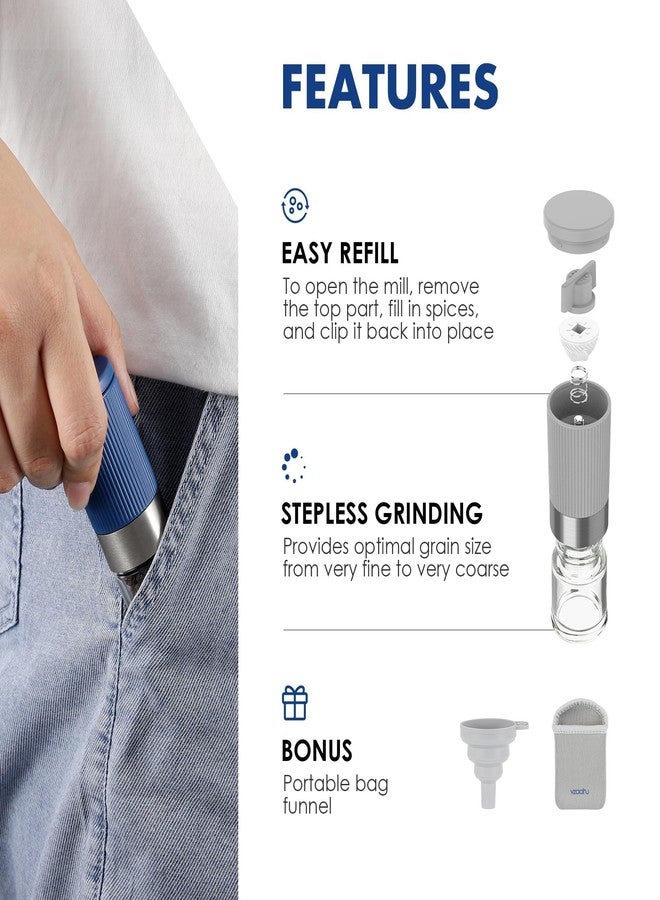 vzaahu Mini Salt and Pepper Grinder Set with Bag - Image 2