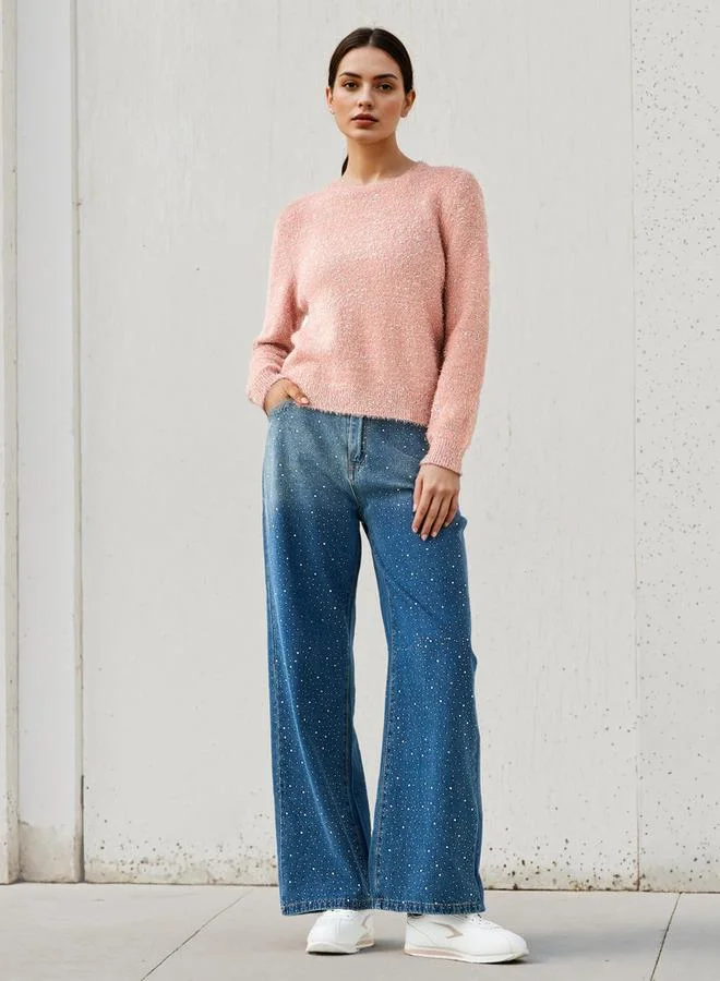 2Xtremz 2Xtremz Lurex Fuzzy Sweater with Long Sleeves