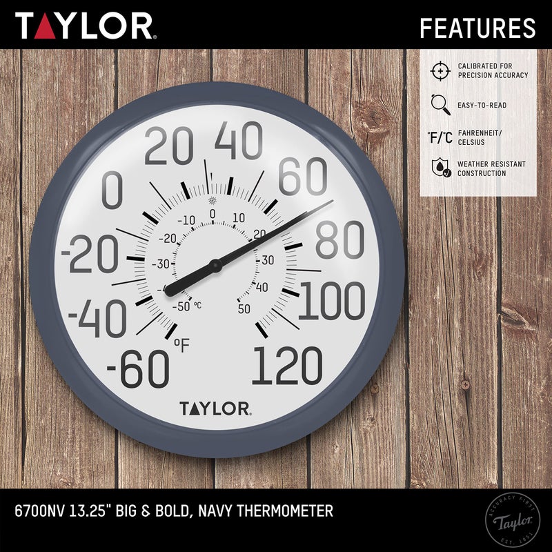 Taylor Big & Bold Wall Thermometer, 13.25 Inch, Navy - Image 2