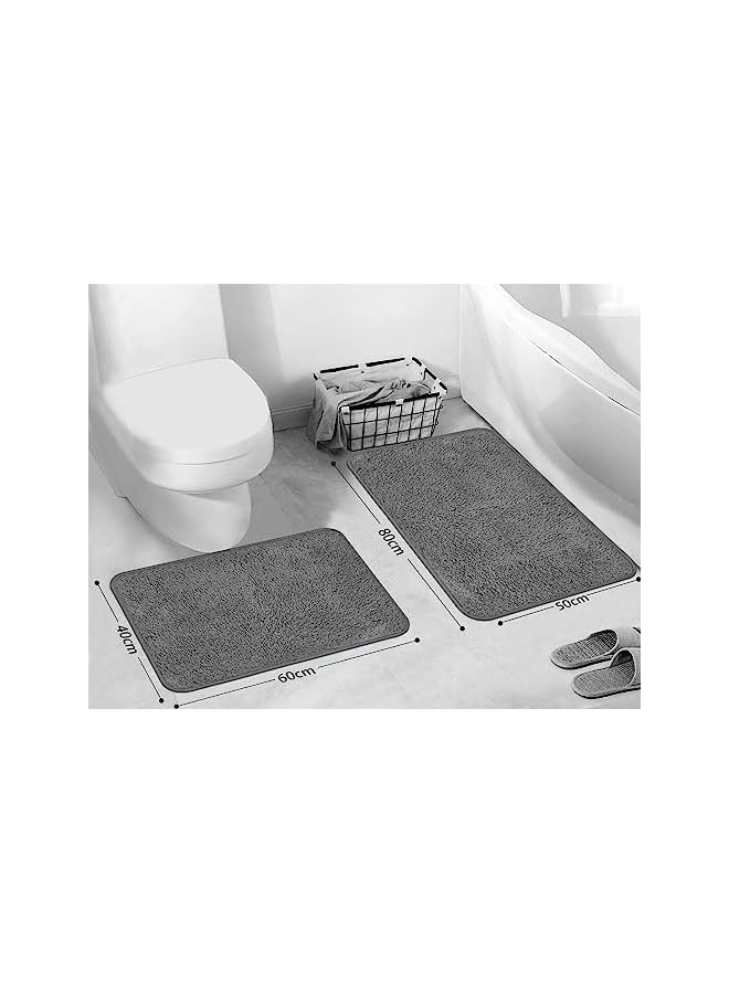 The Bros Super Absorbent Non Slip Doormat Bathroom Rugs Mat, 40X60CM, Traps Mud and Moisture, Machine Washable Thick And Soft Bath Mat for Kitchen, Indoor and Outdoor, Grey - Image 2