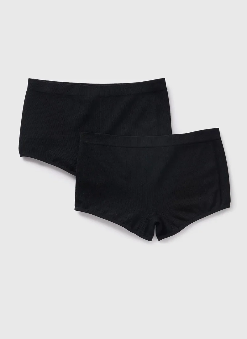 Matalan 2 Pack Girls Black Ribbed Briefs