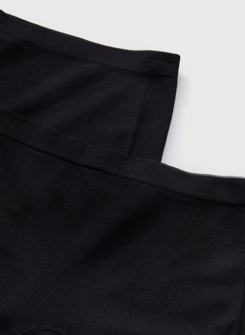 Matalan 2 Pack Girls Black Ribbed Briefs
