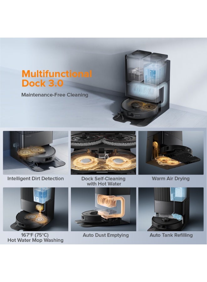 Roborock Qrevo C Pro Robot Vacuum and Mop, 18,500Pa Suction, Dual Zero-Tangling, FlexiArm Side Brush, Hot Water Mop Washing & Warm Air Drying, Self-Emptying&Refilling, Smart Obstacle Avoidance Black - Image 4