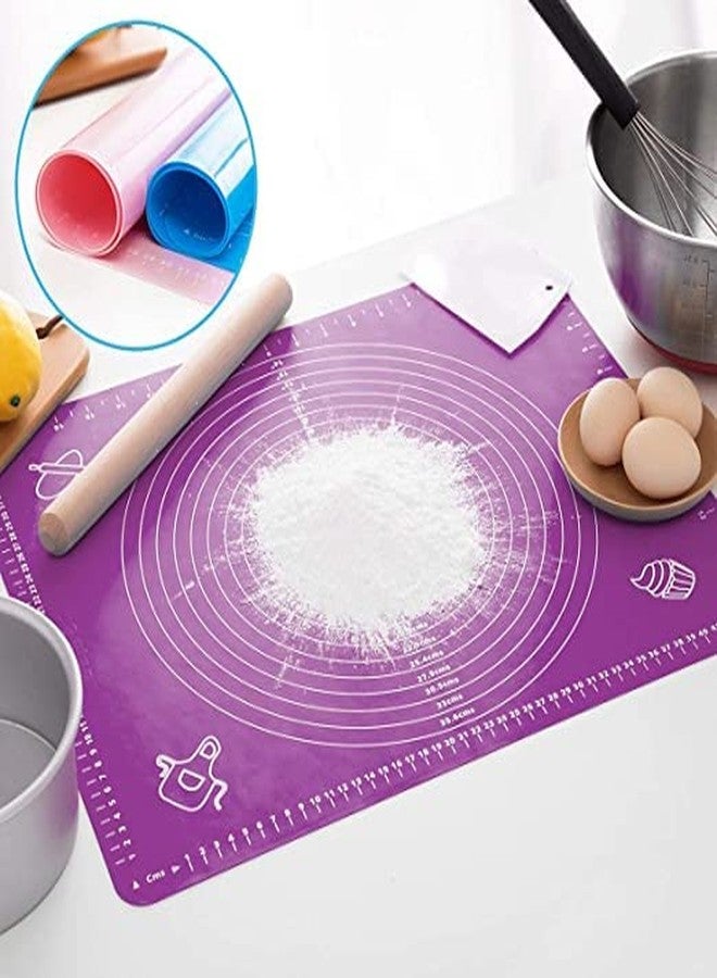 ZELKEY Silicon Fondant Rolling Mat or Silicone Baking Sheet Large with Measurements Stretchable for Kitchen Roti Chapati Cake Pad Cooking Dough Atta Kneading Big Size(50x40cm) (Purple) - Image 3