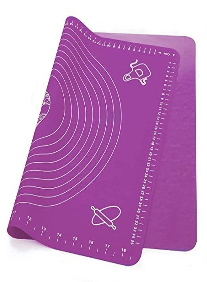 ZELKEY Silicon Fondant Rolling Mat or Silicone Baking Sheet Large with Measurements Stretchable for Kitchen Roti Chapati Cake Pad Cooking Dough Atta Kneading Big Size(50x40cm) (Purple) - Image 2