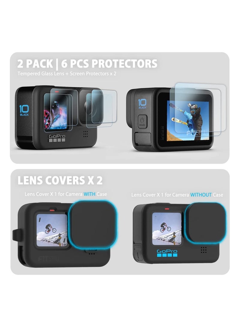 XICEN Silicone Sleeve Case for Go Pro Hero 11/Hero 10/Hero 9 Black, Battery Side Cover & Screen Protectors & Lens Caps & Lanyard for Go Pro Hero 11/10/9 Accessories Kit  - Image 3