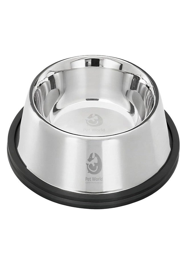 Pet World Feeding Bowl 240ml | Stainless Steel | for Dogs & Cats | Durable & Lightweight Feel | Scratch and Rust-Free | Non-Slip Ring at The Base | 240ml - Image 1