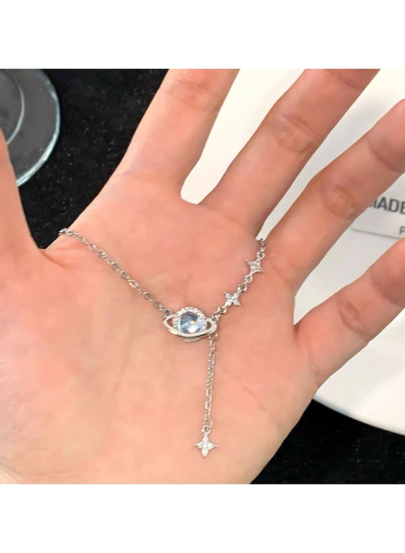 Fashionable simple crystal planet pendant necklace - Image 5