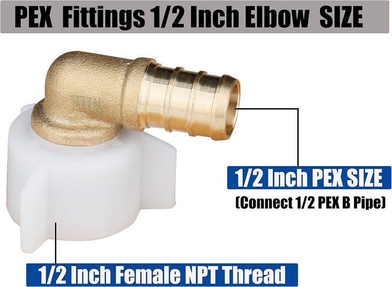 WHK 10 PACK 1/2 Inch Pex fittings X 1/2 Female NPT Swivel Elbow Fittings Crimp Adapters-RV Pex Fittings to connect (LEAD FREE Brass) - Image 2
