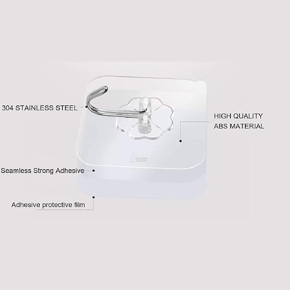YTM Wall Hanging Hooks for Wall Without Drilling Self Adhesive Hooks for Wall Heavy Duty Strong Nail Free Kitchen Accessories Items Transparent Pack of 10Stainless Steel Flower Hook - Image 4