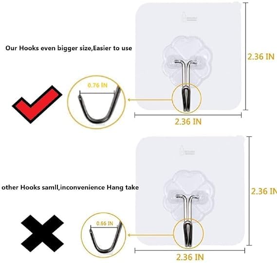 YTM Wall Hanging Hooks for Wall Without Drilling Self Adhesive Hooks for Wall Heavy Duty Strong Nail Free Kitchen Accessories Items Transparent Pack of 10Stainless Steel Flower Hook - Image 5