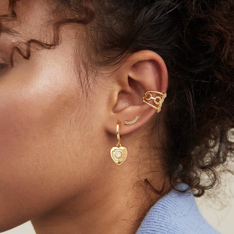 MYEARS Women Halo Heart Earrings Gold Huggie Hoop Dangle Drop Cubic Zirconia 14K Gold Plated Small Simple Hypoallergenic Everyday Jewelry - Image 3