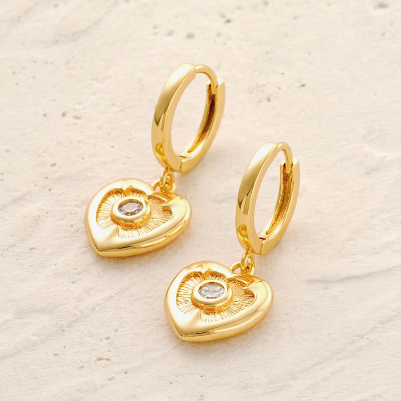 MYEARS Women Halo Heart Earrings Gold Huggie Hoop Dangle Drop Cubic Zirconia 14K Gold Plated Small Simple Hypoallergenic Everyday Jewelry - Image 5