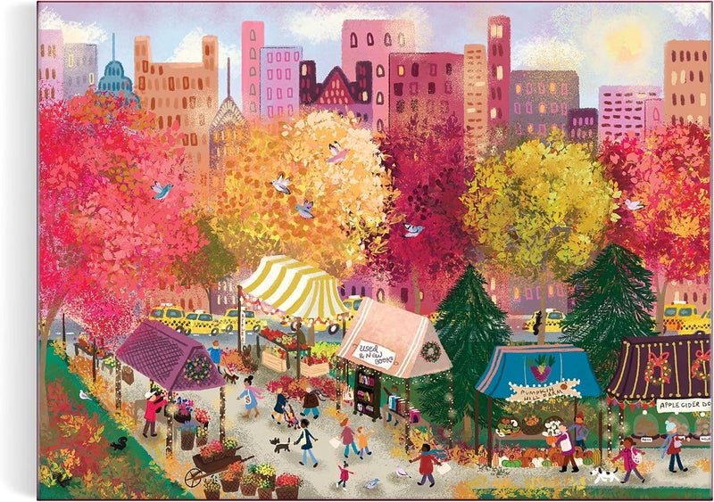Galison Cost saving design picks Autumn at The City Market – 1000 Piece Puzzle Fun and Challenging Activity with Bright and Bold Artwork of A Fall Day at A Farmer’s Market for Adults and Families Market popular practical build - Image 3