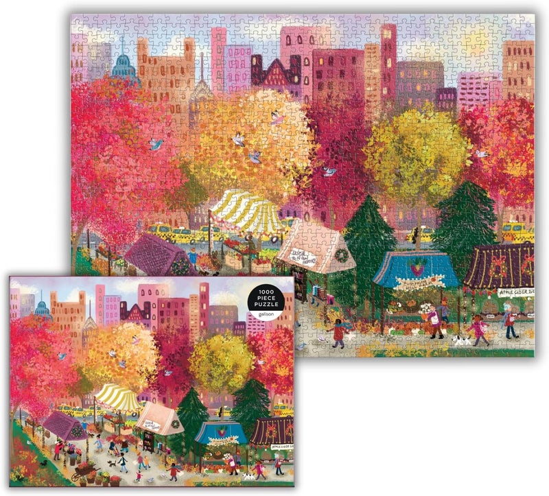 Galison Cost saving design picks Autumn at The City Market – 1000 Piece Puzzle Fun and Challenging Activity with Bright and Bold Artwork of A Fall Day at A Farmer’s Market for Adults and Families Market popular practical build - Image 2