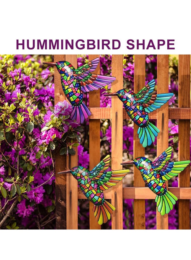 Set of 4 Metal Hummingbird Wall Art 3D Decor for Living Room Bathroom Garden Patio Backyard - Image 2