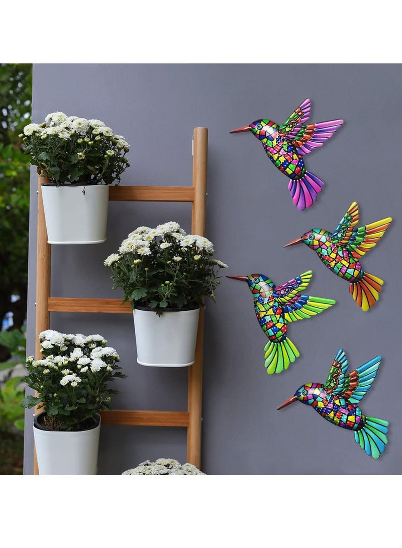 Set of 4 Metal Hummingbird Wall Art 3D Decor for Living Room Bathroom Garden Patio Backyard - Image 4