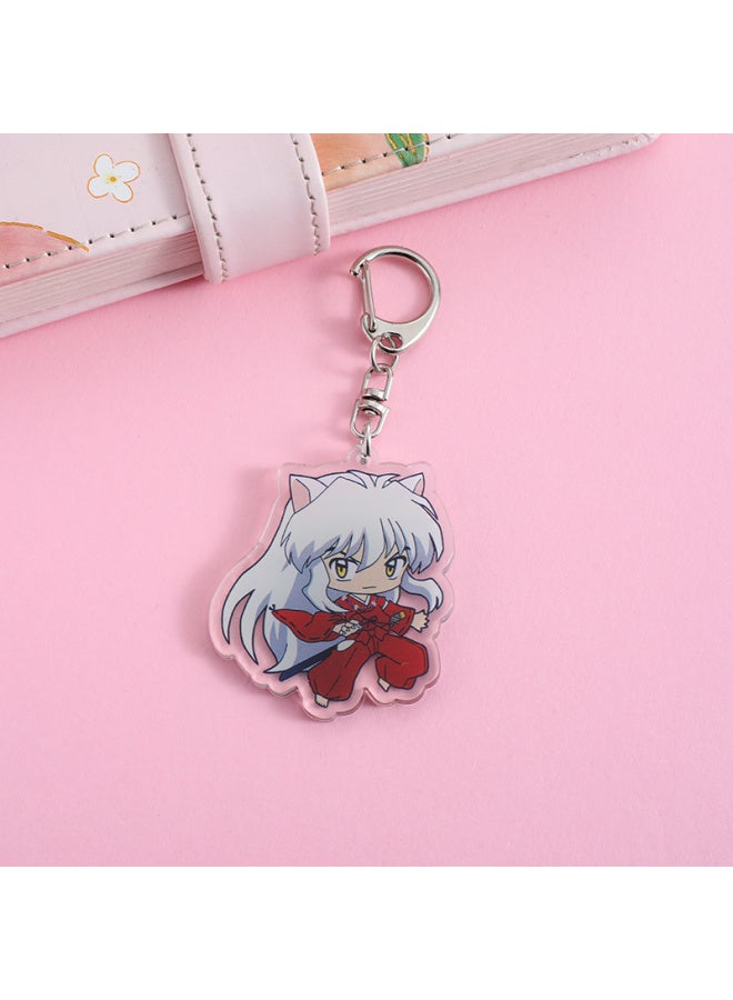 Generic Inuyasha Anime Lilo and Stitch Pendant Keychains Holder Car Key Chain Ring Mobile Phone Bag Hanging Jewelry Gifts-Color:1-Size:5 cm  - Image 1