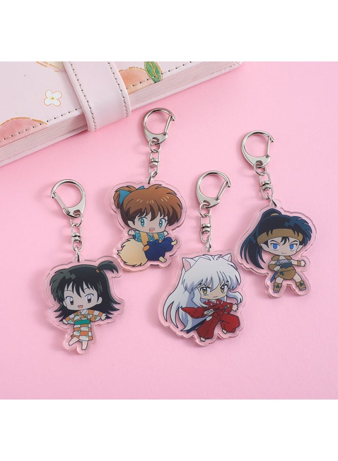 Generic Inuyasha Anime Lilo and Stitch Pendant Keychains Holder Car Key Chain Ring Mobile Phone Bag Hanging Jewelry Gifts-Color:1-Size:5 cm  - Image 2