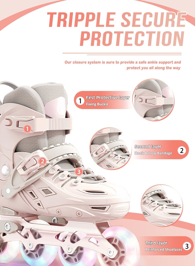 sway مجموعة أحذية التزلج للأطفال، زلاجات قابلة للتعديل مع عجلات مضيئة بالكامل للمتعة في الهواء الطلق 3 مقاسات، للمبتدئين من الفتيات والفتيان - Image 2