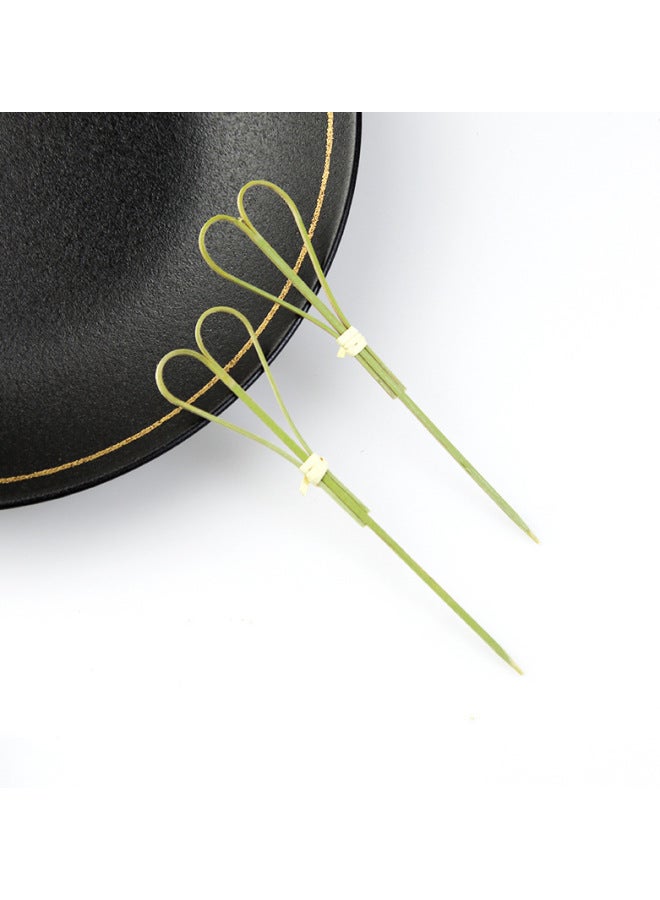 Candy Gourd Fruit Sticks Forks Flowers Fruit Plugs Cocktail Scissors Sticks Bouquet Kitchen Tableware Utensils-Color:12cm-Specifications:Green Skin Scissors Sign (100 PCs/bag)  - Image 1