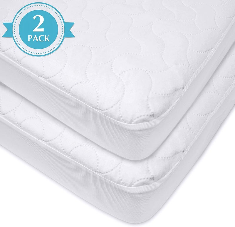 Waterproof Fitted Pack N Play Playard Protective Pad Cover, White (2 Count), for Boys and Girls - Image 4