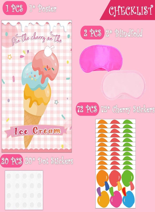 T-Antrix Pin The Cherry on The Ice Cream Game -Ice Cream Party Game with 21'' x 28'' Poster, Reusable Cherry Sticker Carnival Party Supplies Kids Birthday Party Favor Sets - Image 4