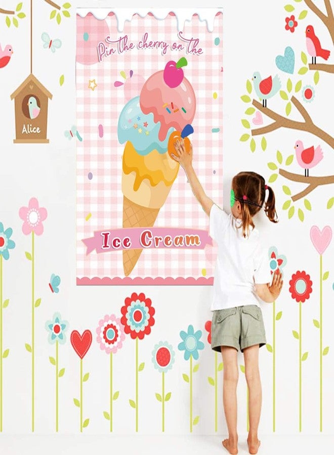T-Antrix Pin The Cherry on The Ice Cream Game -Ice Cream Party Game with 21'' x 28'' Poster, Reusable Cherry Sticker Carnival Party Supplies Kids Birthday Party Favor Sets - Image 5