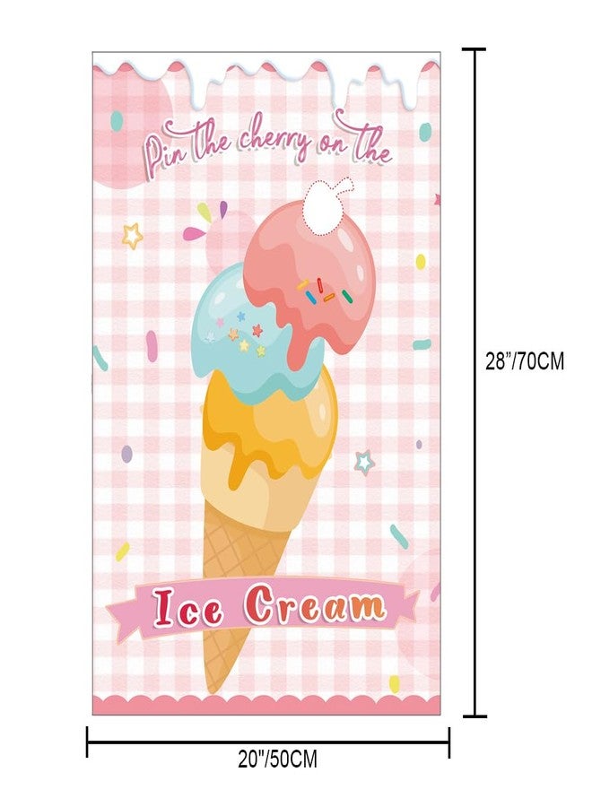 T-Antrix Pin The Cherry on The Ice Cream Game -Ice Cream Party Game with 21'' x 28'' Poster, Reusable Cherry Sticker Carnival Party Supplies Kids Birthday Party Favor Sets - Image 3
