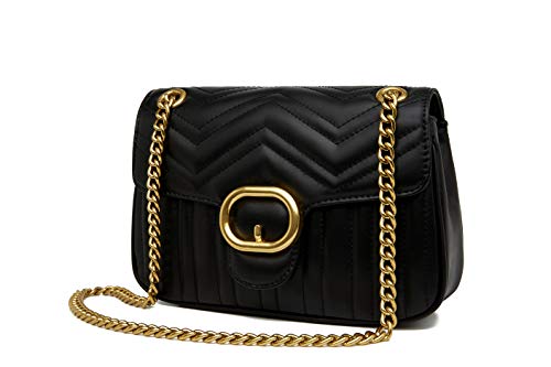 Chrysansmile Quilted Crossbody Bags Black Genuine Leather Clutch Purses Women's Shoulder Handbags With Chain - Image 5