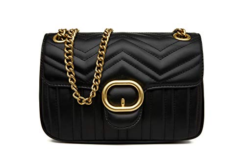 Chrysansmile Quilted Crossbody Bags Black Genuine Leather Clutch Purses Women's Shoulder Handbags With Chain - Image 2