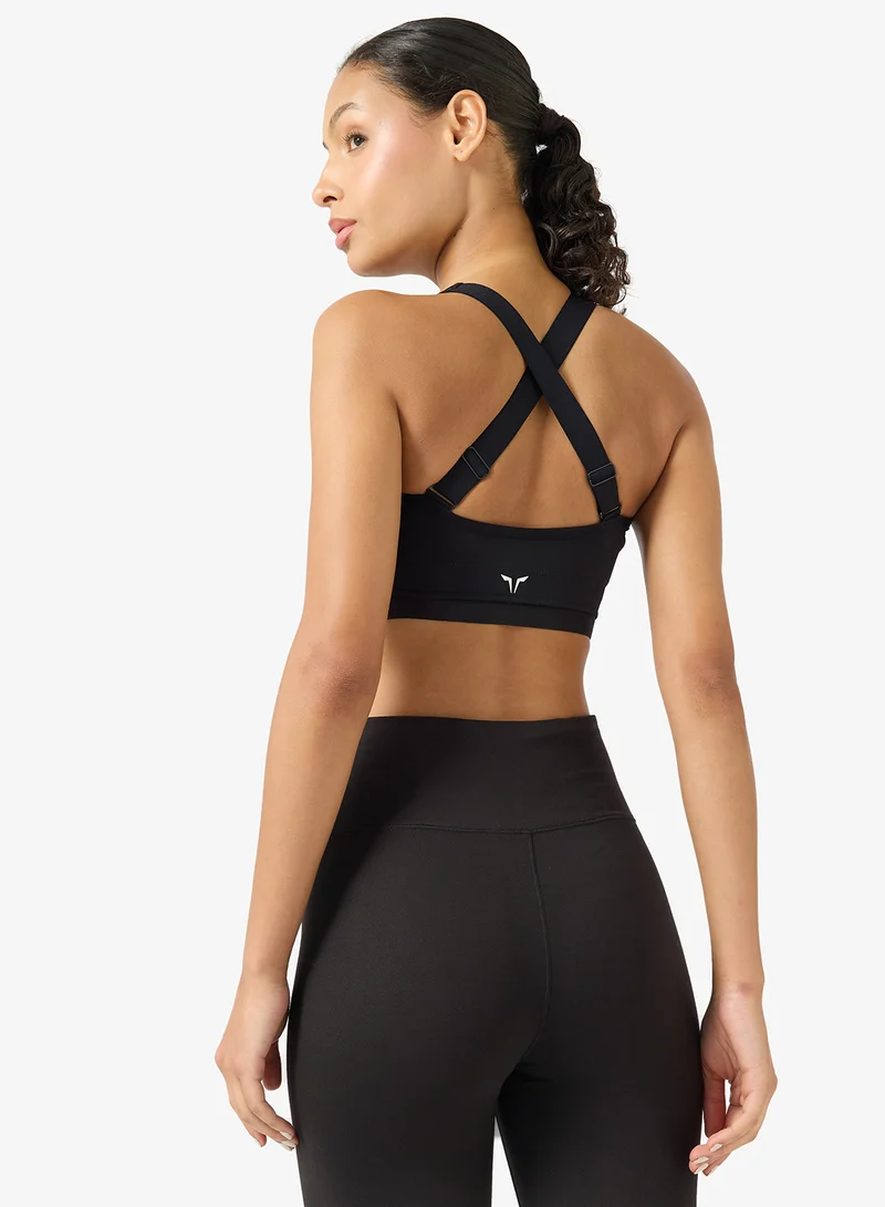 SQUATWOLF Zip Up Adjustable Cross-Back Bra