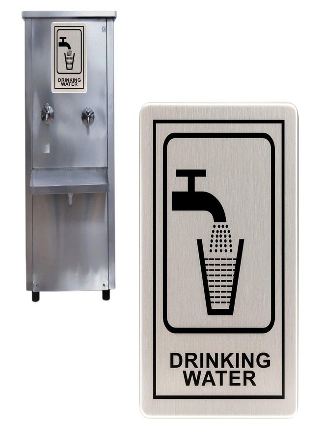 THW® Stainless Steel Self Adhesive DRINKING WATER Signage Board (6"x4") - Image 1