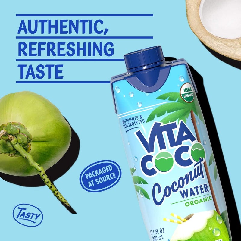 Vita Coco ماء جوز الهند فيتا كوكو، عضوي نقي - طعم جوز الهند المنعش مع الإلكتروليتات الطبيعية - 11.1 أونصة (عبوة من 12) - Image 3