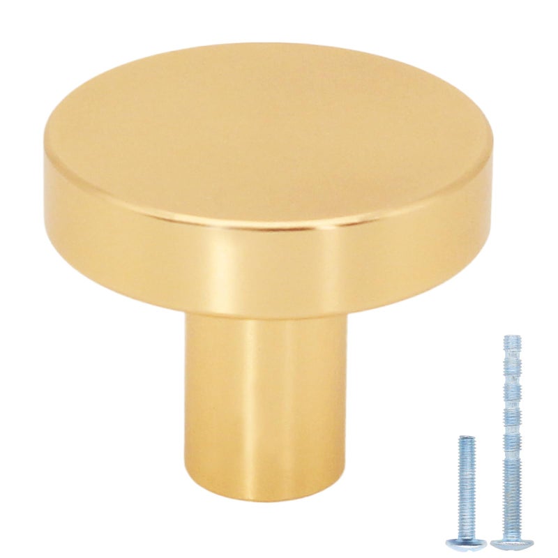 HANIHUA 50 Pack Gold Cabinet Knobs Brushed Brass Kitchen Cabinet Knobs Round Gold Knobs for Dresser Drawer Knobs Solid Single Hole Knob for Cabinets and Drawers - Image 2