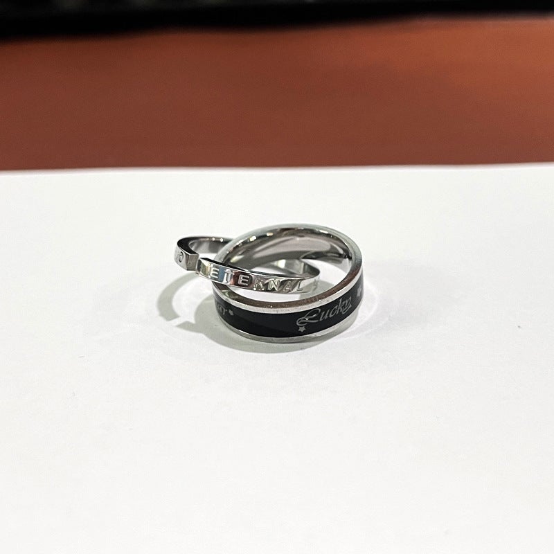 Mens Titanium Chain Necklace Fashion Double Hoop Without a necklace 