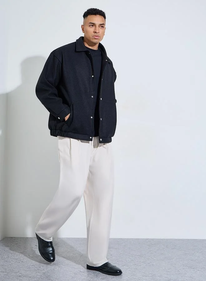 ستايلي Black Solid Urban Jacket