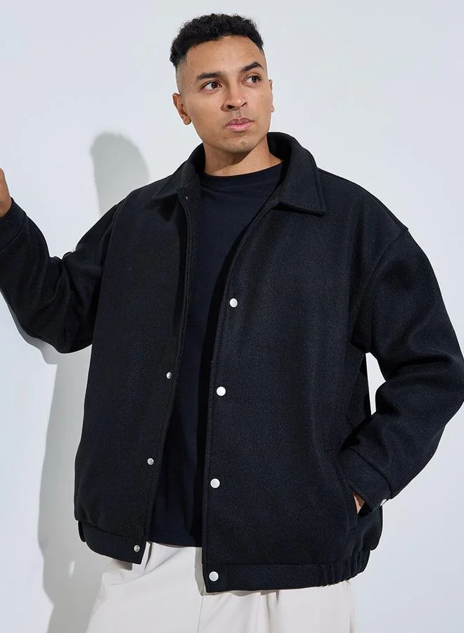 ستايلي Black Solid Urban Jacket