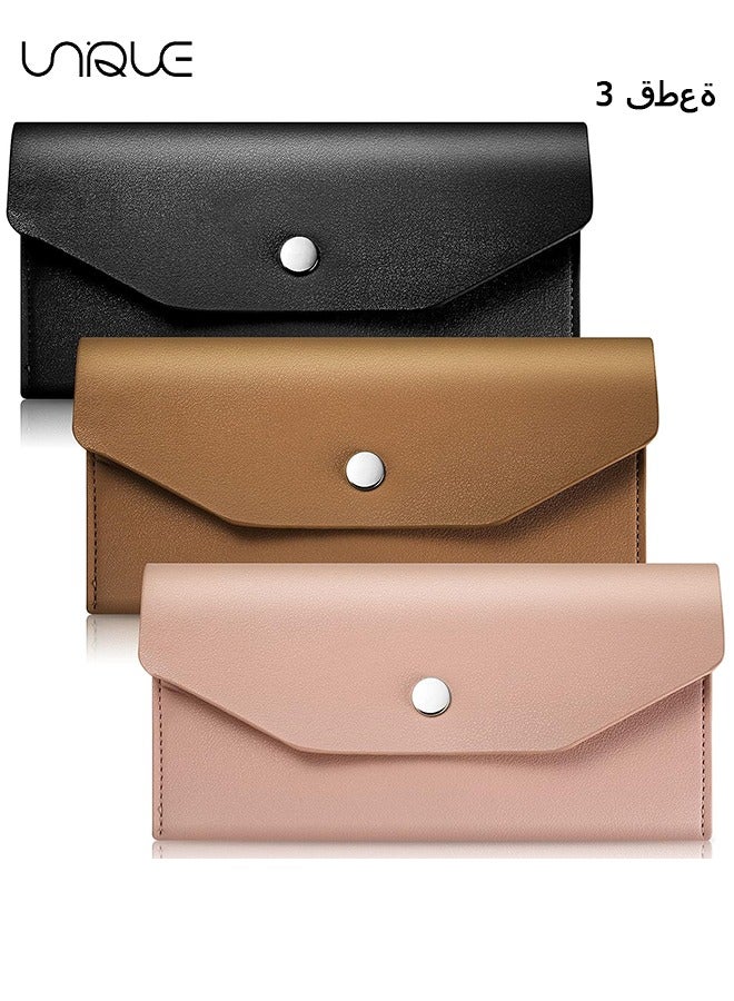 Unique 3 Pieces PU Leather Money Envelopes Wallets for Cash Budgeting Money Organizer Reusable Budget Envelopes Money Pouch Holder for Cash Gifts Women Girls Graduation Wedding Birthday Holidays - Image 1