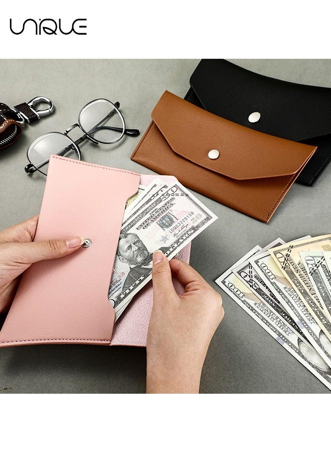 Unique 3 Pieces PU Leather Money Envelopes Wallets for Cash Budgeting Money Organizer Reusable Budget Envelopes Money Pouch Holder for Cash Gifts Women Girls Graduation Wedding Birthday Holidays - Image 4