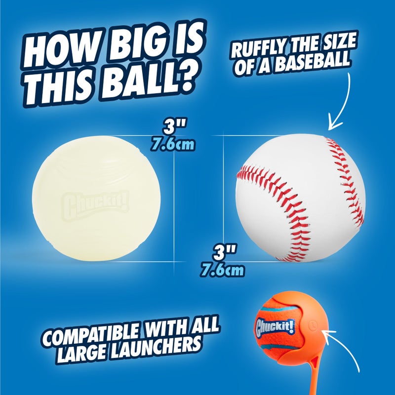 Chuckit! Glow in the Dark Bouncy Ball for Dogs, Chuckit Dog Toy, Max Glow Balls - Large, 3 Inch, Pack of 1 - Image 2