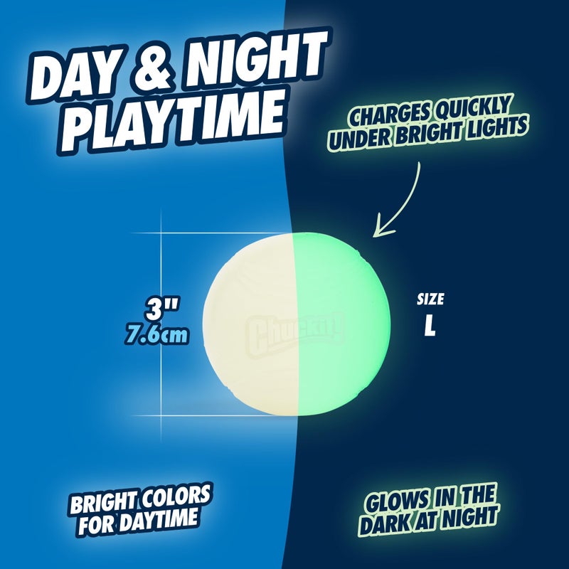 Chuckit! Glow in the Dark Bouncy Ball for Dogs, Chuckit Dog Toy, Max Glow Balls - Large, 3 Inch, Pack of 1 - Image 3