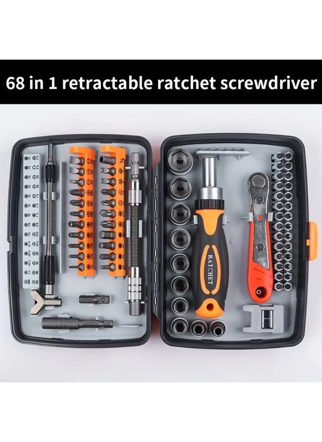 Generic 68-in-1 Ratchet Set, Multi-Bit Ratchets, Socket Set and Magnetic Screwdriver Bit Kit with Rotating Handle, Precision Screwdriver Set, Extension Bar for Storage in Toolboxes, Laptops, Bicycles, etc  - Image 5