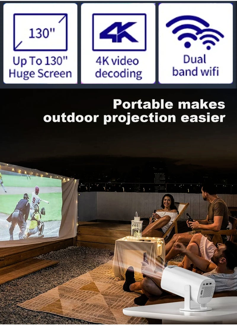 DBLEW - P30 MAX Mini Ultra HD Gaming Projector with 10,000 Built-in Games 210ANSI Lumens 4K Support Android 11 Portable Mini Cinema 130 Inches Screen Display Lamp 4K Home Entertainment Movie Theater Video Presentations 180 Degree Rotating Screen Mobile Phone Projection - Image 1