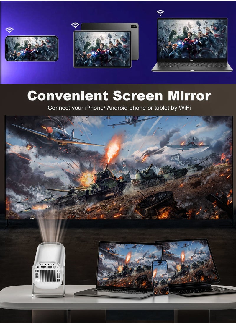 DBLEW - P30 MAX Mini Ultra HD Gaming Projector with 10,000 Built-in Games 210ANSI Lumens 4K Support Android 11 Portable Mini Cinema 130 Inches Screen Display Lamp 4K Home Entertainment Movie Theater Video Presentations 180 Degree Rotating Screen Mobile Phone Projection - Image 1